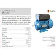 KRAFTER MOTOR ELECTRICO ML712-2 0.75HP 220V 50HZ 2800RPM