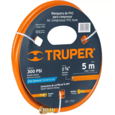 TRUPER MANGUERA PARA PRESION 5MT NARANJA 1/4PULG max 300psi